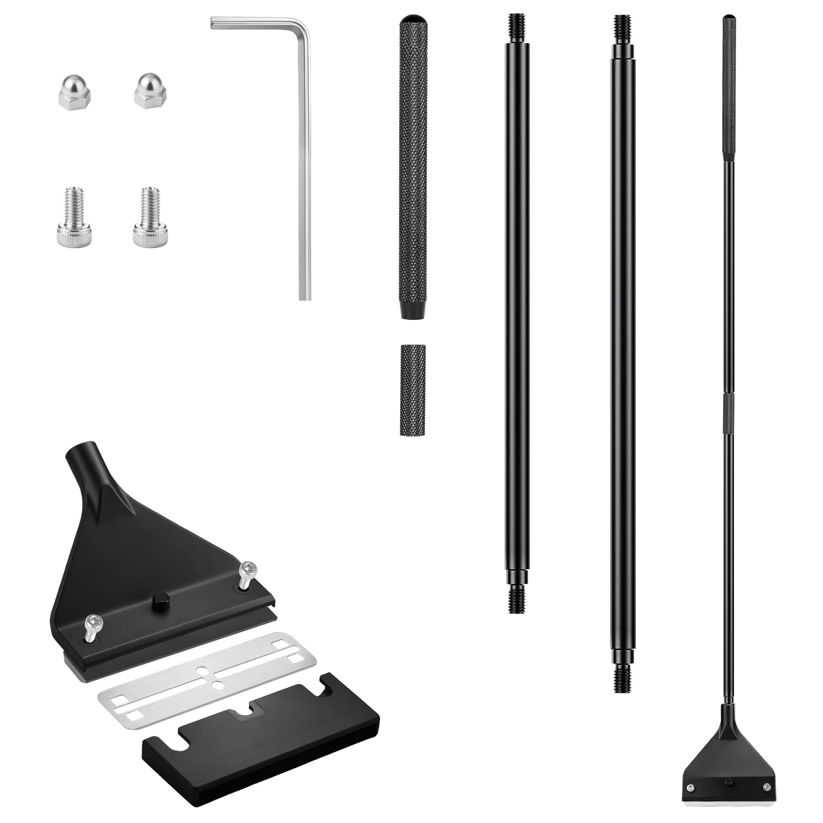 flintronic Aquarium Algae Scraper, 65cm Detachable Handle, Aluminum-alloy