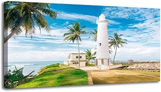 40"x20" Artwork Modern Framed Canvas Paintings Galle Fort Lighthouse Sri Lanka Wall Art Prints Posters Picture for Wall Decoration Home Office Living Room Gift