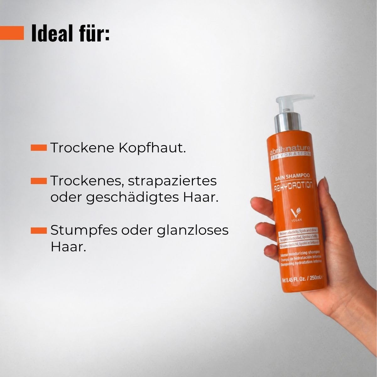 abril et nature - Haarpflege-Set Rehydration - Maximale Feuchtigkeit für trockenes Haar - Shampoo-, Maske- und Serum-Set - Stellt Flexibilität und Aussehen des Haares wieder her - 550 ml