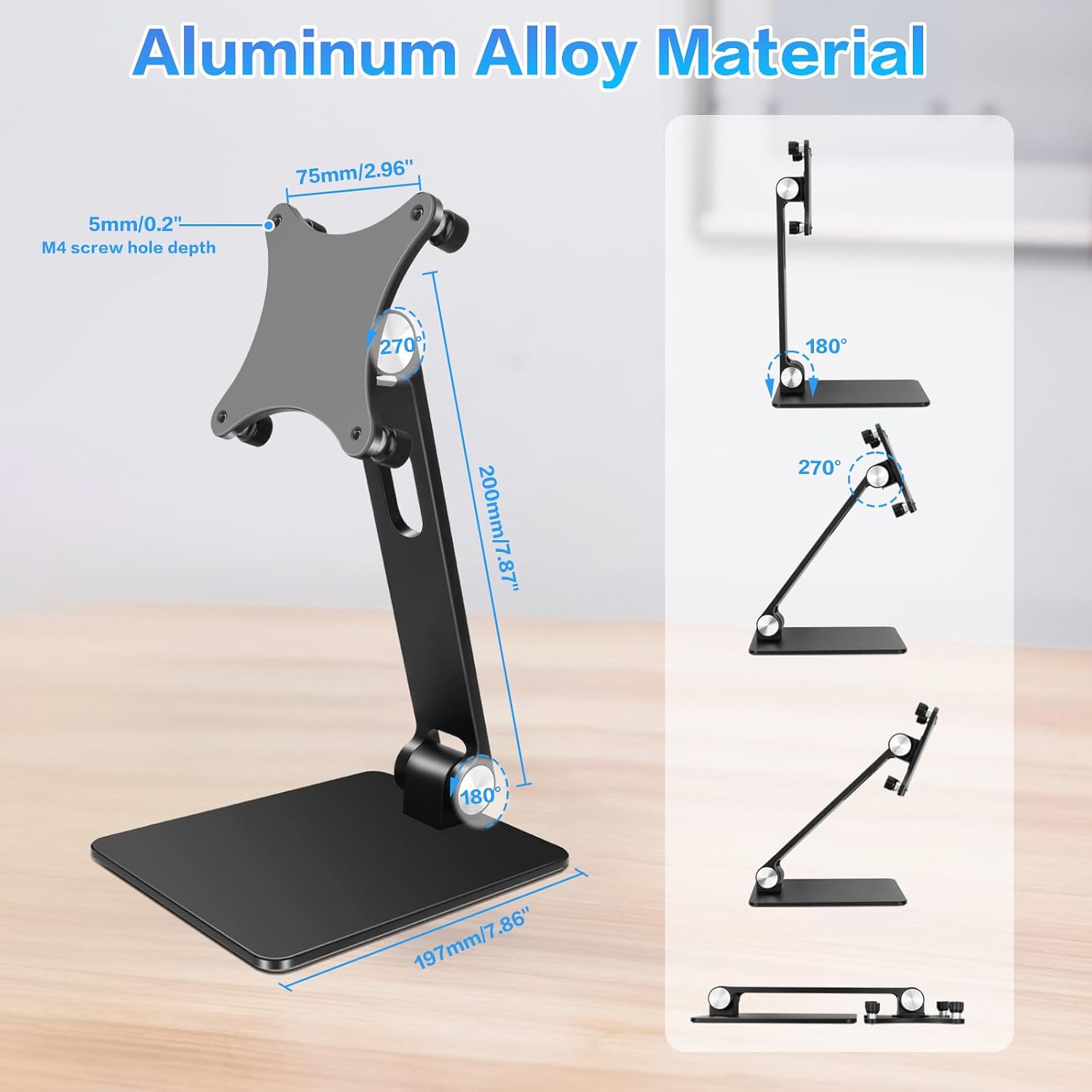 Bimo VESA Monitor Stand,Portable Monitor Stand VESA 75x75mm for 4.7''-18.5'' Monitor,Store Cash Register Office Reception Kitchen Desktop.
