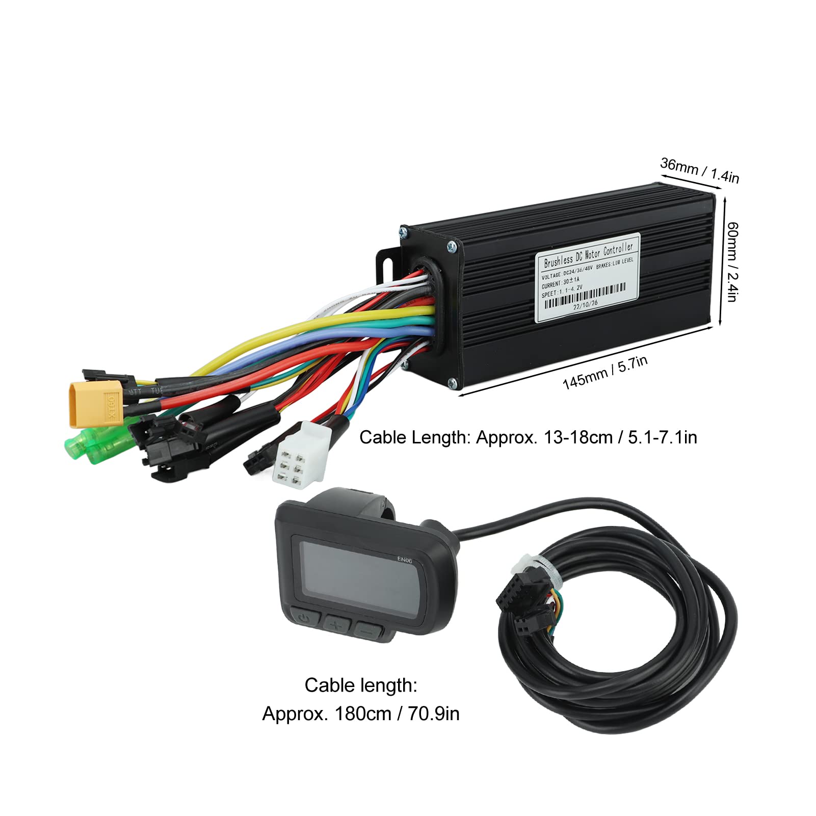 Topyond Sine Wave Controller LCD Display Kit, 24V 36V 48V 1000W?1500W 30A 3 Mode Sine Wave Controller LCD Display Kit for Electric Bike Scooter