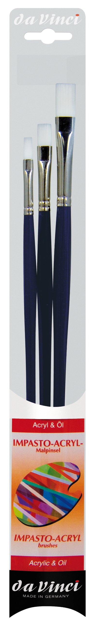 da Vinci Oil & Acrylic Series 5105 Impasto Synthetic Paint Brush Set, Multiple Sizes, 3 Brushes (Series 7105)