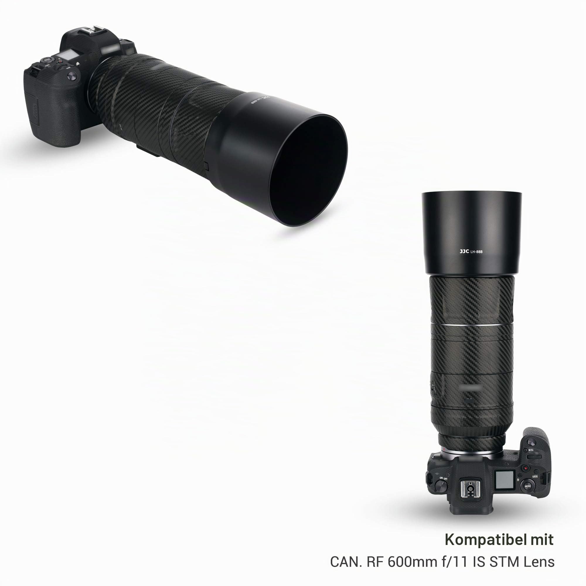 JJC ET-88B Gegenlichtblende - Kompatibel mit Canon RF 600mm F11 is STM & RF 135mm F1.8 L is USM - Umkehrbare Gegenlichtblende - Verhindert Reflexionen - Schützt das Objektiv