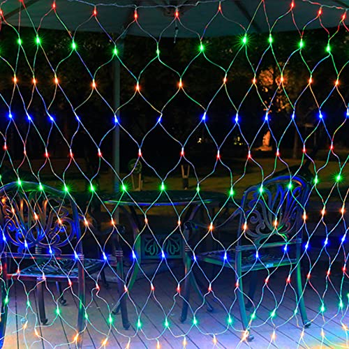 WxiaoD Réseau de lumière LED 3x3m 320LED Éclairage Filet Lumineux Noël Étanche 8 Modes Guirlande Lumineuse Rideau lumineux pour extérieur et intérieur Décoration de jardin lampe Coloré