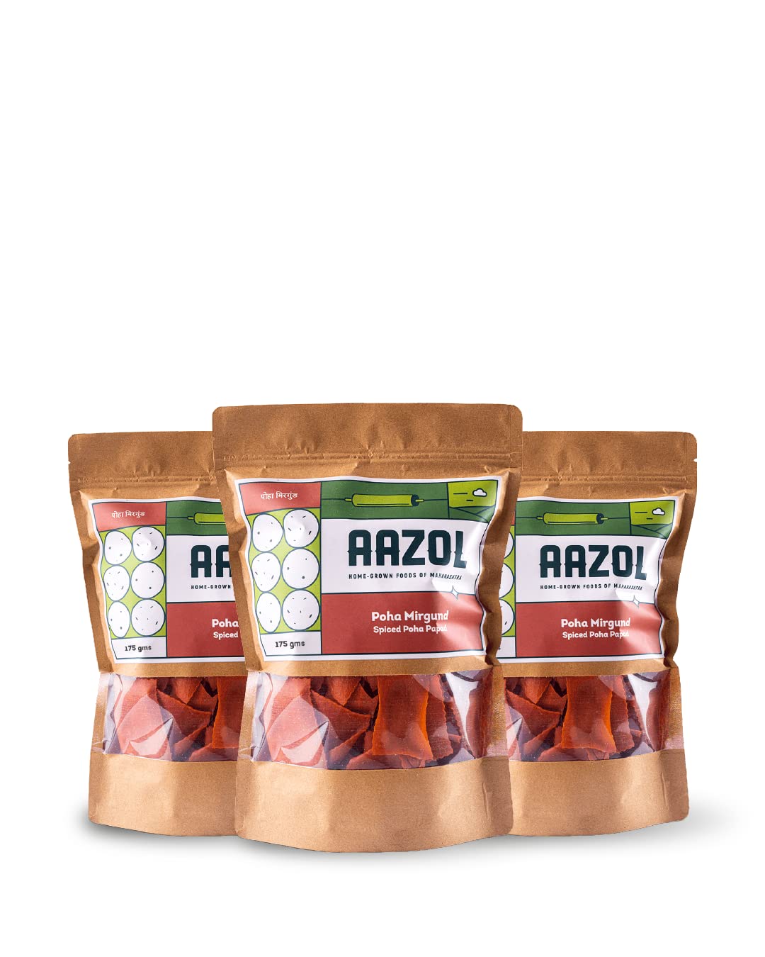 Aazol Spiced Poha Papad: Poha Mirgund - 525g (175g - Pack of 3) | Lightly Spiced | Konkan Specialty | Crunchy Snack | Tasty Fryum (B09JCGMGPG) Amazon Price History, Amazon Price Tracker