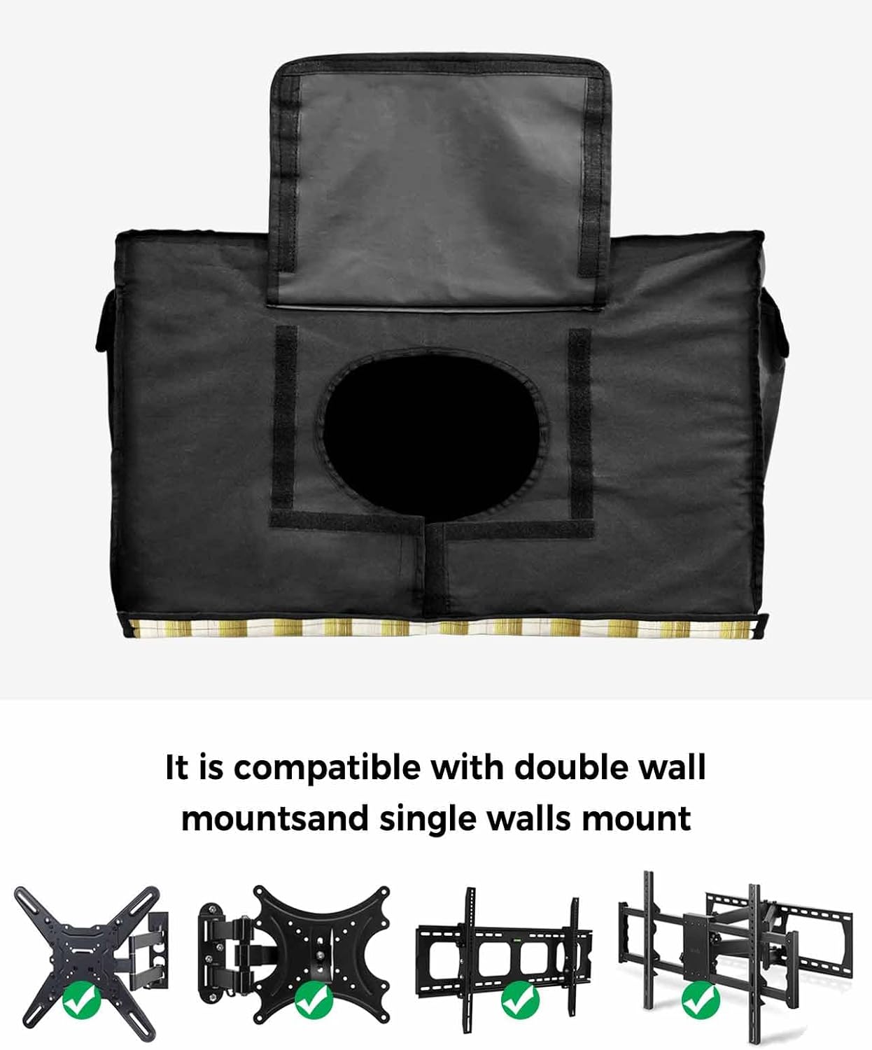 Outdoor TV Cover Geometric Minimalist Gold Line Art Printing Waterproof and Weatherproof 80"-85" LCD Movable Shield TV Display Screen Protector Outside Television Covers