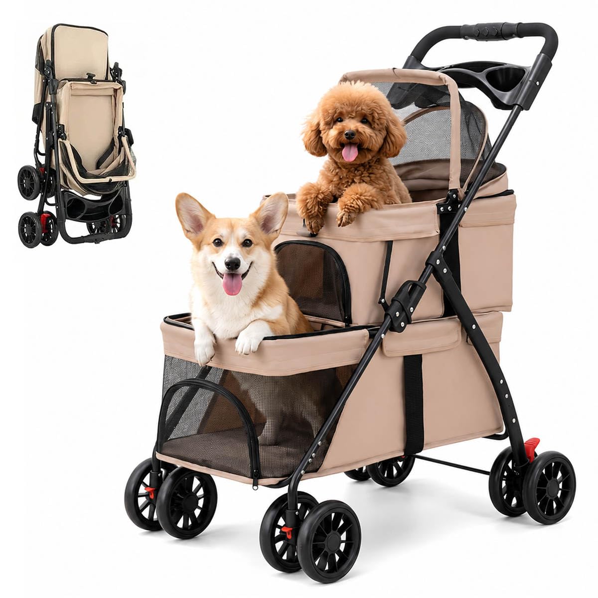 ペットカート 2段 分離型 折りたたみ式 上下2層耐荷重 軽量 犬猫用 新品 Amazon.co.jp: MODONG ペットカート 2段式 犬 カート 小型犬 猫 多頭