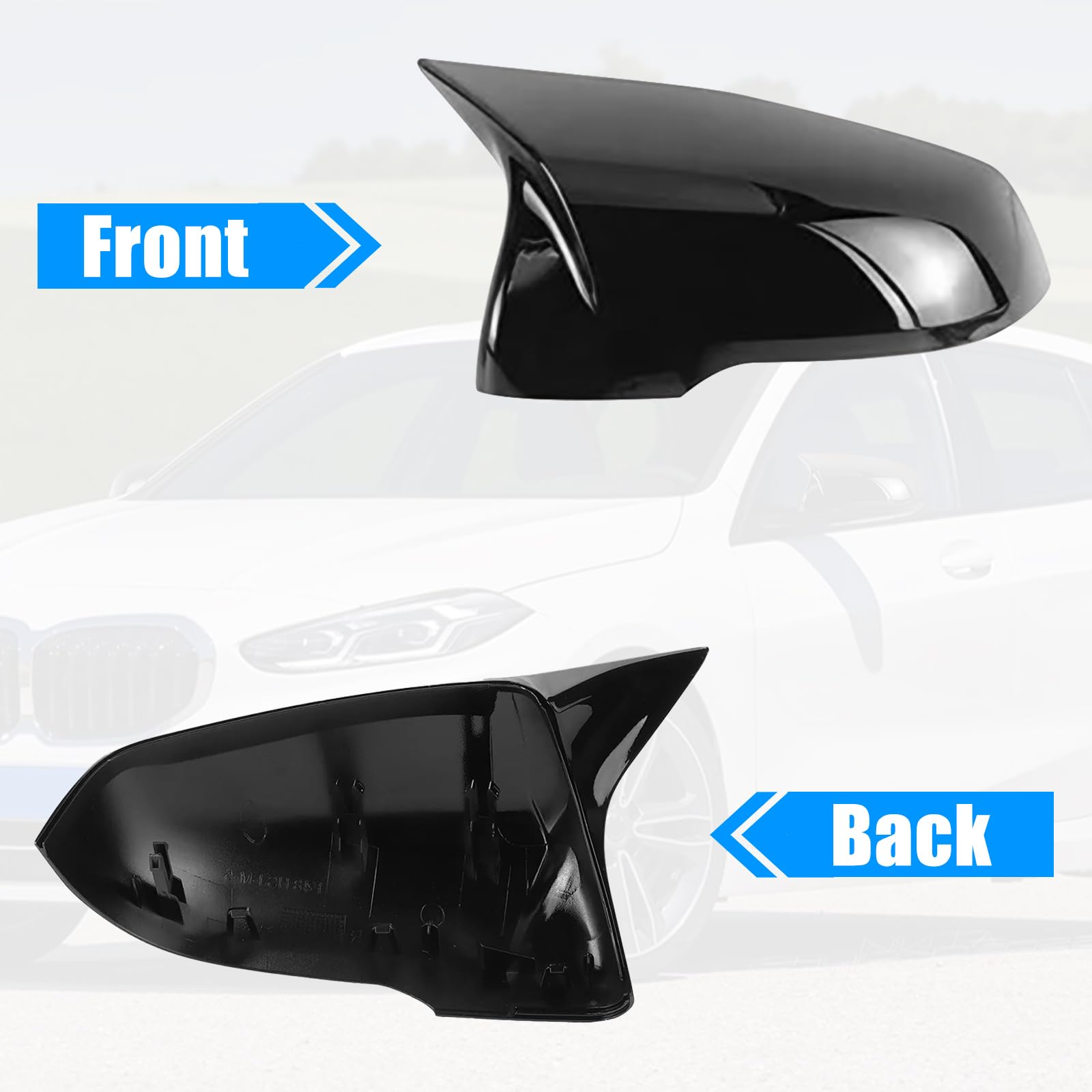 Spiegelabdeckungen Ersatz für BMW 1 Series Touring F40/F53 2017-2024/2 Series Gran Coupe F44 2020-2024/X1 F48 F49 2016-2022/X2 F39 2018-2023, 1 Paar Auto Spiegelkappen Außenspiegelkappe