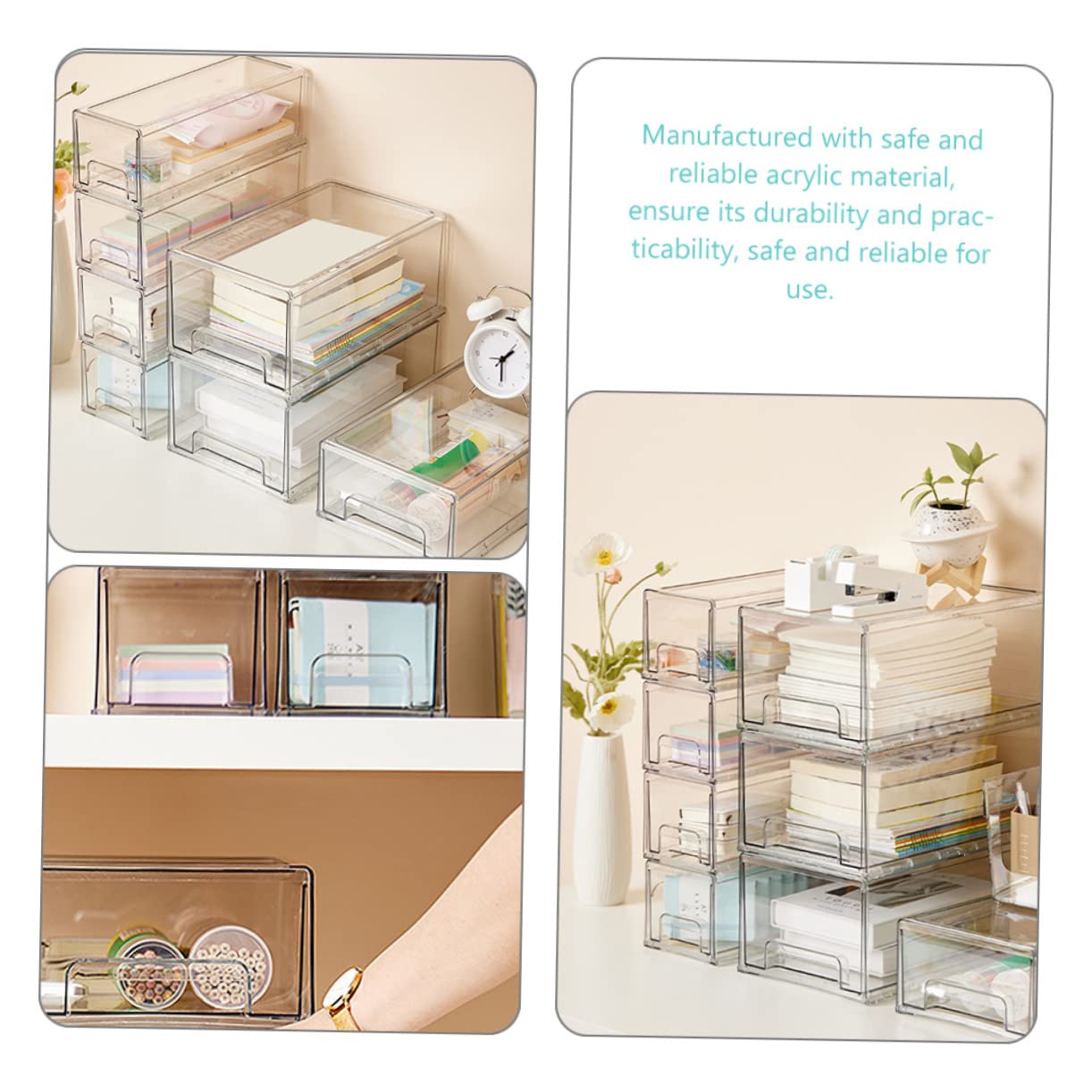 2 Uds Soporte Para Cosméticos Organizador De Cajones De Cosméticos Transparente Organizador De Cajones Estuche De Almacenamiento De Maquillaje Apilable Soporte Para Cajones De