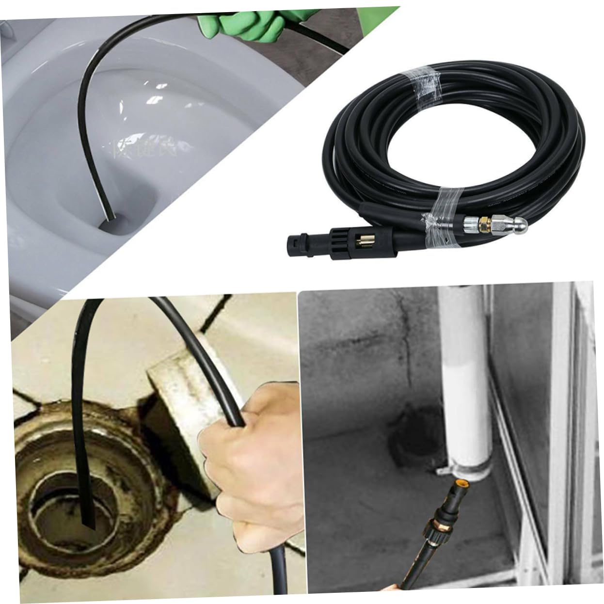 Gatuida 15m Tapón De Limpieza De Manguera Para Desagüe De Alcantarillado Manguera De Desagüe De Agua Para Limpieza De Tuberías y Coches