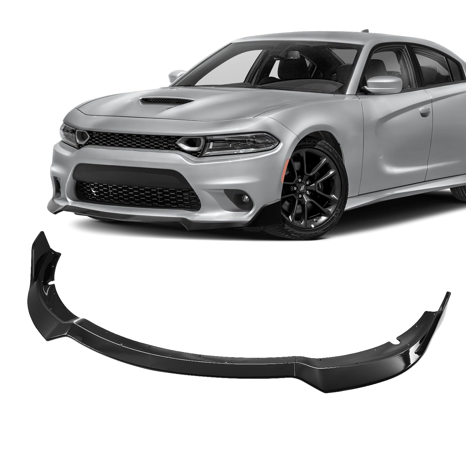 Front Bumper Lip Compatible with 2015-2023 Dodge Charger SE RT SXT GT Sport Style Front Bumper Lip Spoiler Air Chin Body Kit Splitter Black ABS 2019-2023 SXT Trims 4-Door Sedan