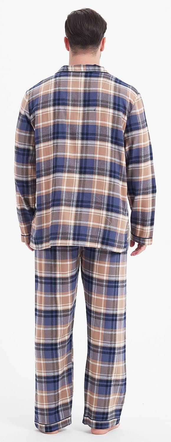 CHUNG Men Flannel Pajamas Set 100% Cotton Brushed Pjs Classic Plaid Long Sleeve Tops Pants Warm Sleepwear loungewear - Image 4