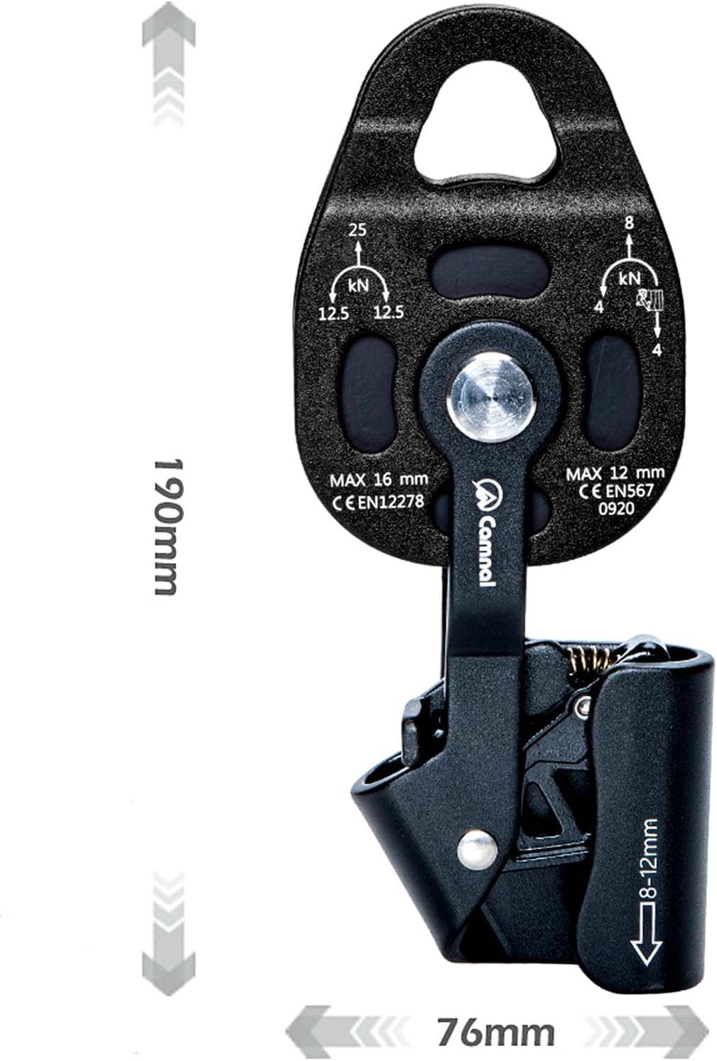 Climbing Pulley Outdoor Rope Pulley 4KN Aluminium One Way Climbing Lifting Pulley Heavy Duty Single Swivels Rock Tree Climbing Rope Pulley Block Rescue Gear Lifting Device for 8-12mm Rope