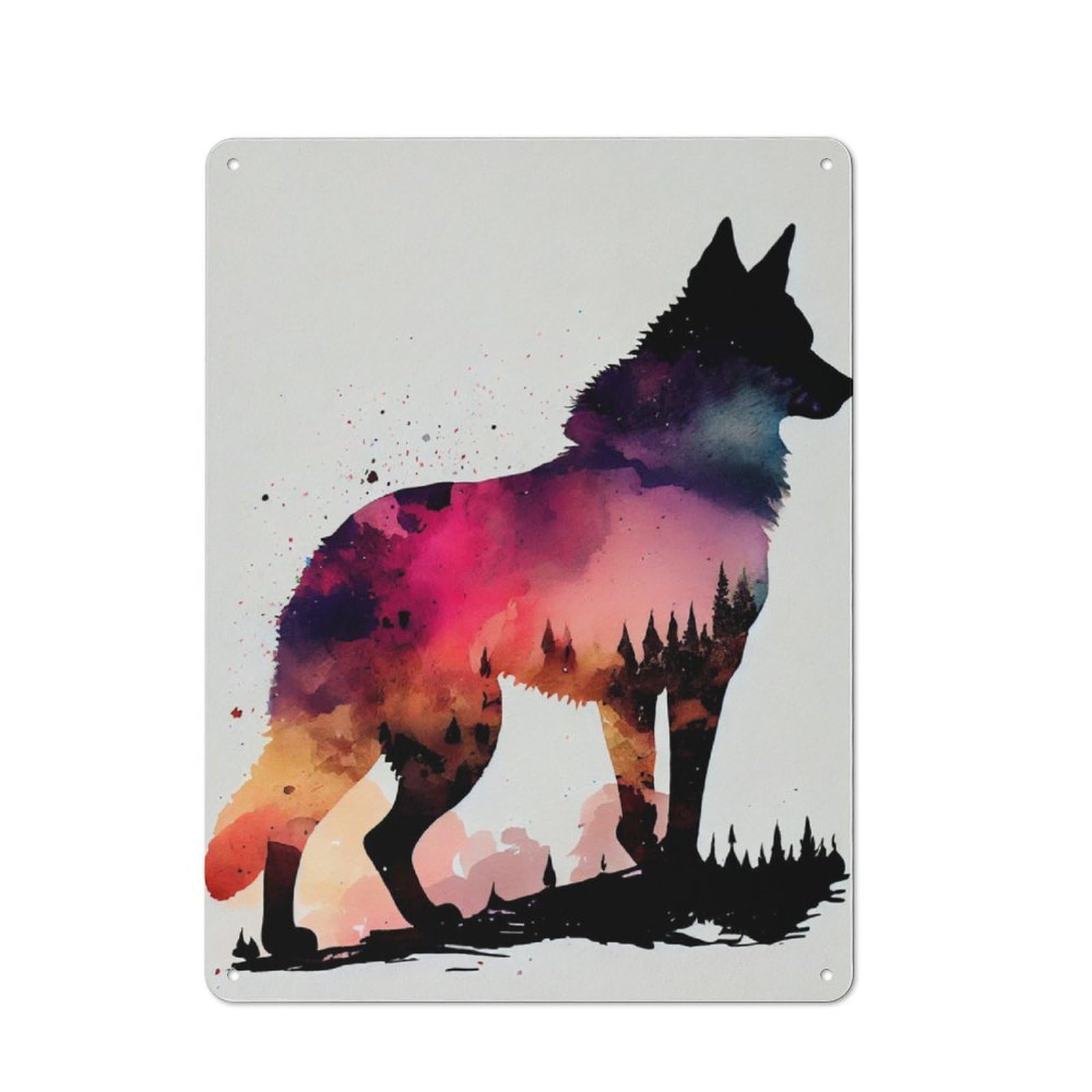 Junmoney Husky Silhouette Printed Metal Sign 40X30cm For Studio Or Craft Room, For Creative-Space Collectors