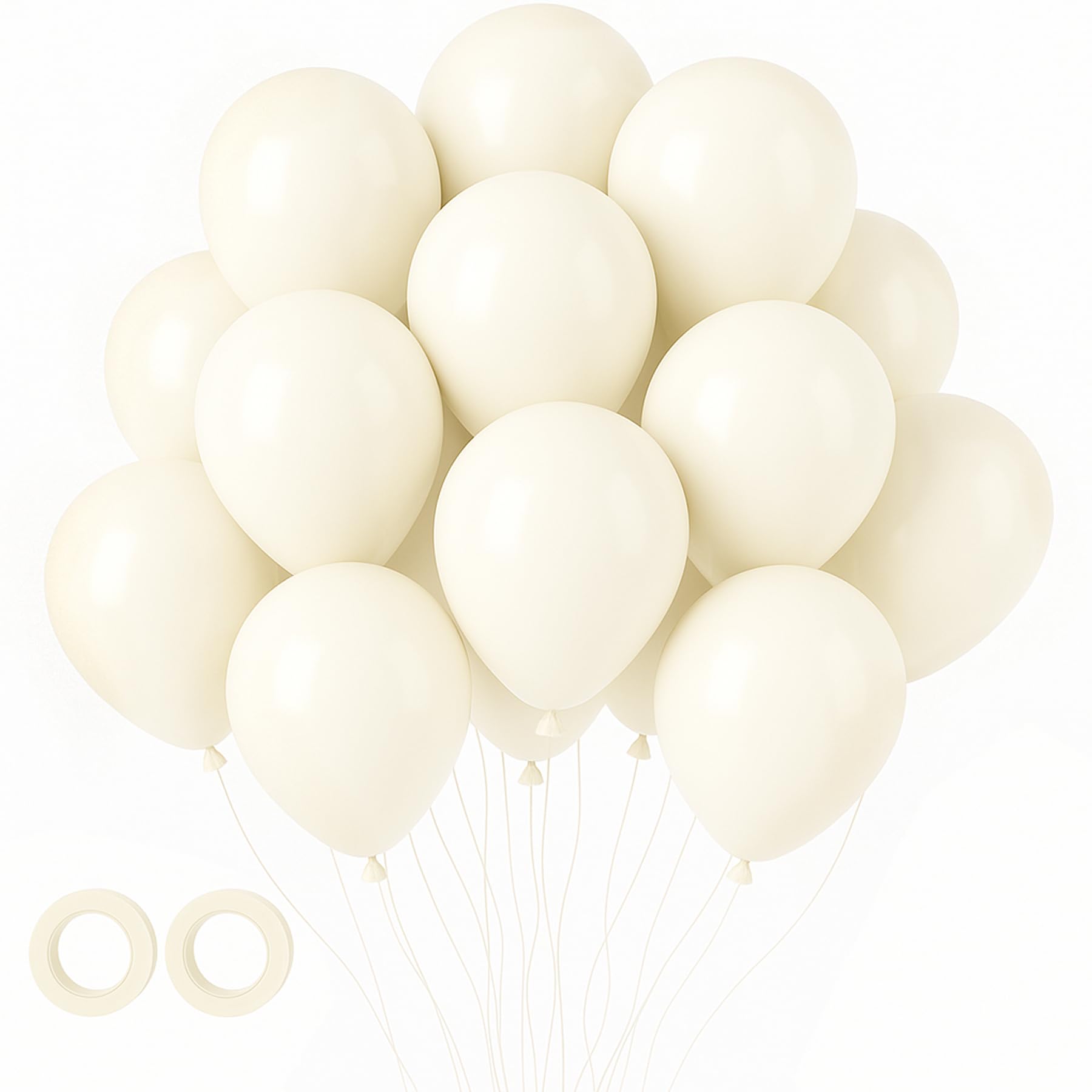 Voircoloria 105pcs Ivory White Party Latex Balloons, 12inch