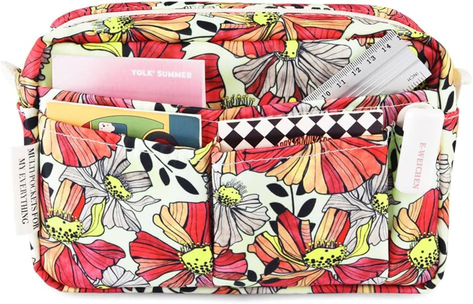 Multiple Pockets Portfolio Organizer with Zipper,Makeup Bag Pencil Pouch