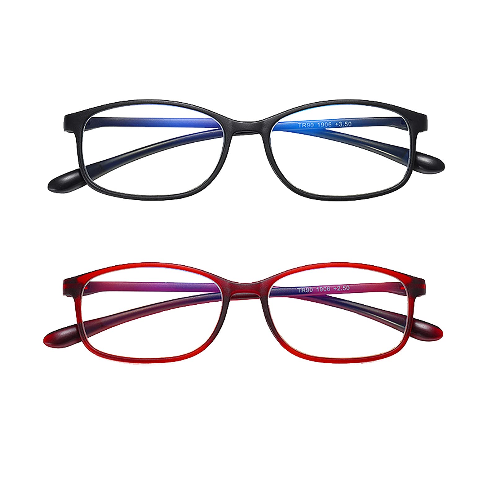 Un Pack de 2 Gafas de Lectura para Hombres/Mujeres, Gafas de Lectura Graduadas Ultra Delgadas, Bisagra de Resorte, para Leer, Practicas,Comodas 2.00