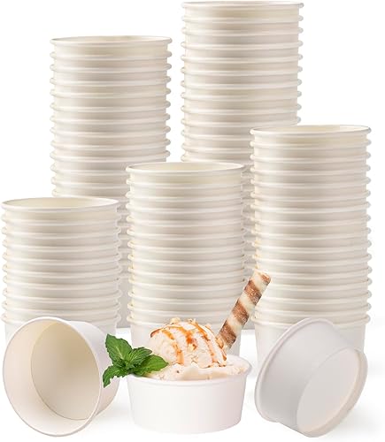 Miniatura 23 de Juego de 50 tazas desechables de helado blanco de 6 onzas con tapas, tazas medianas para bebidas calientes y frías, vasos de papel, recipiente
