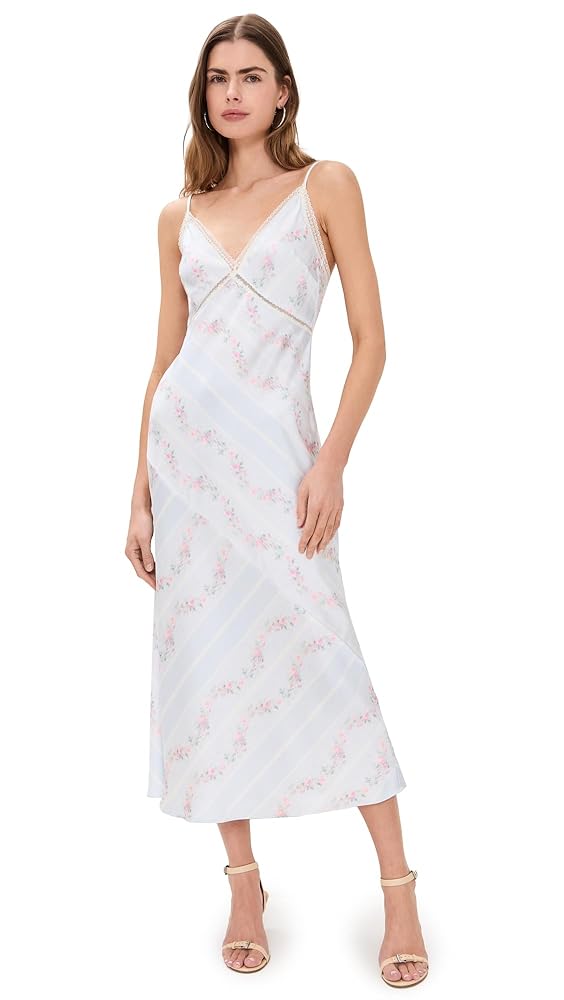 【LoveShackFancy 】Ermon Dress エルモンドレス LOVESHACKFANCY Women's Ermon Dress, Wavecrest Blue, XXS at