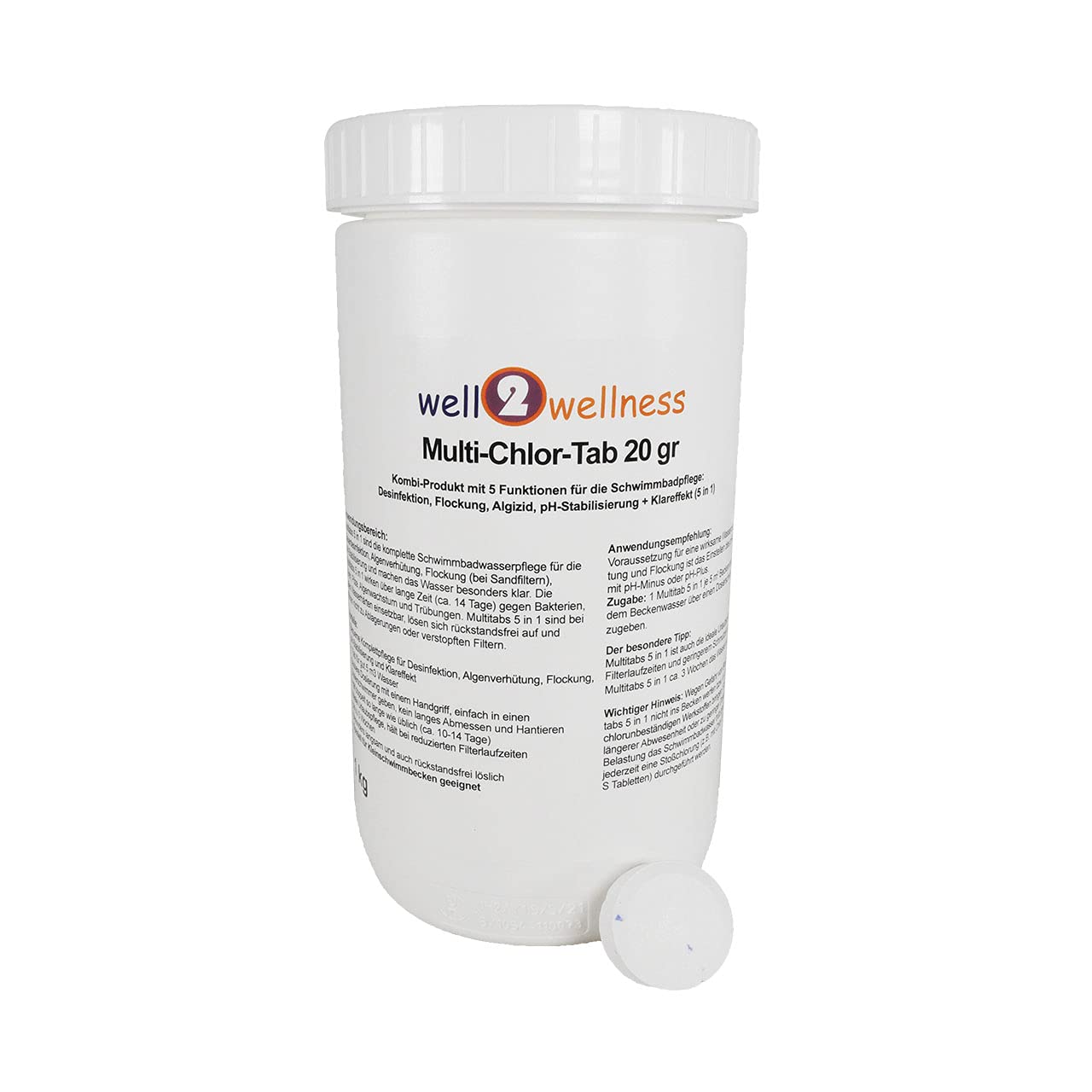 well2wellness® Pool Komplettset Wasserpflege - Schwimmbad Wasserpflege Kit CLEWA 5in1