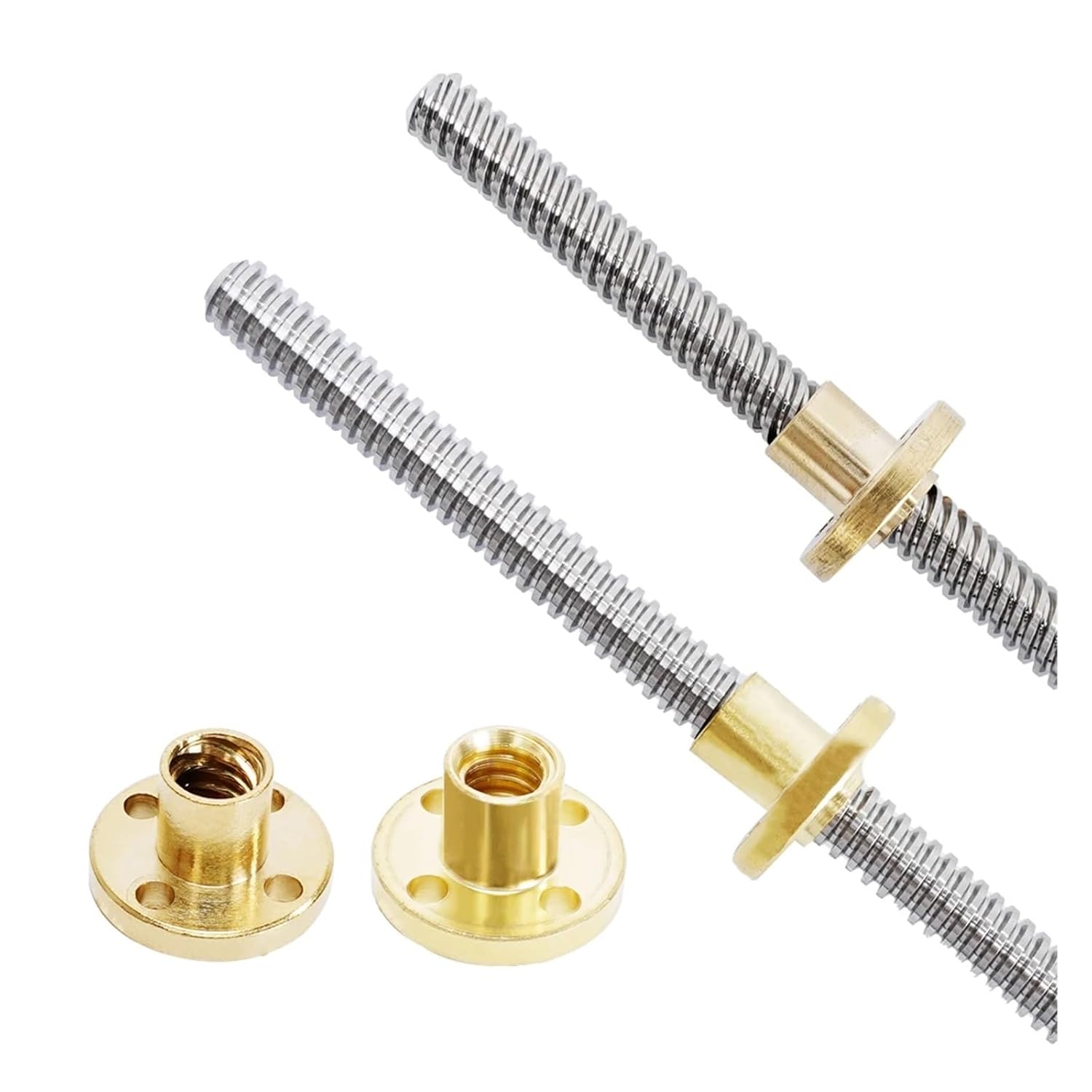 Ball Screw with nut Machine Parts 5pcs T8 Lead Screw OD 8mm 2mm Pitch 100mm- 350mm with Brass Nut(200mm)