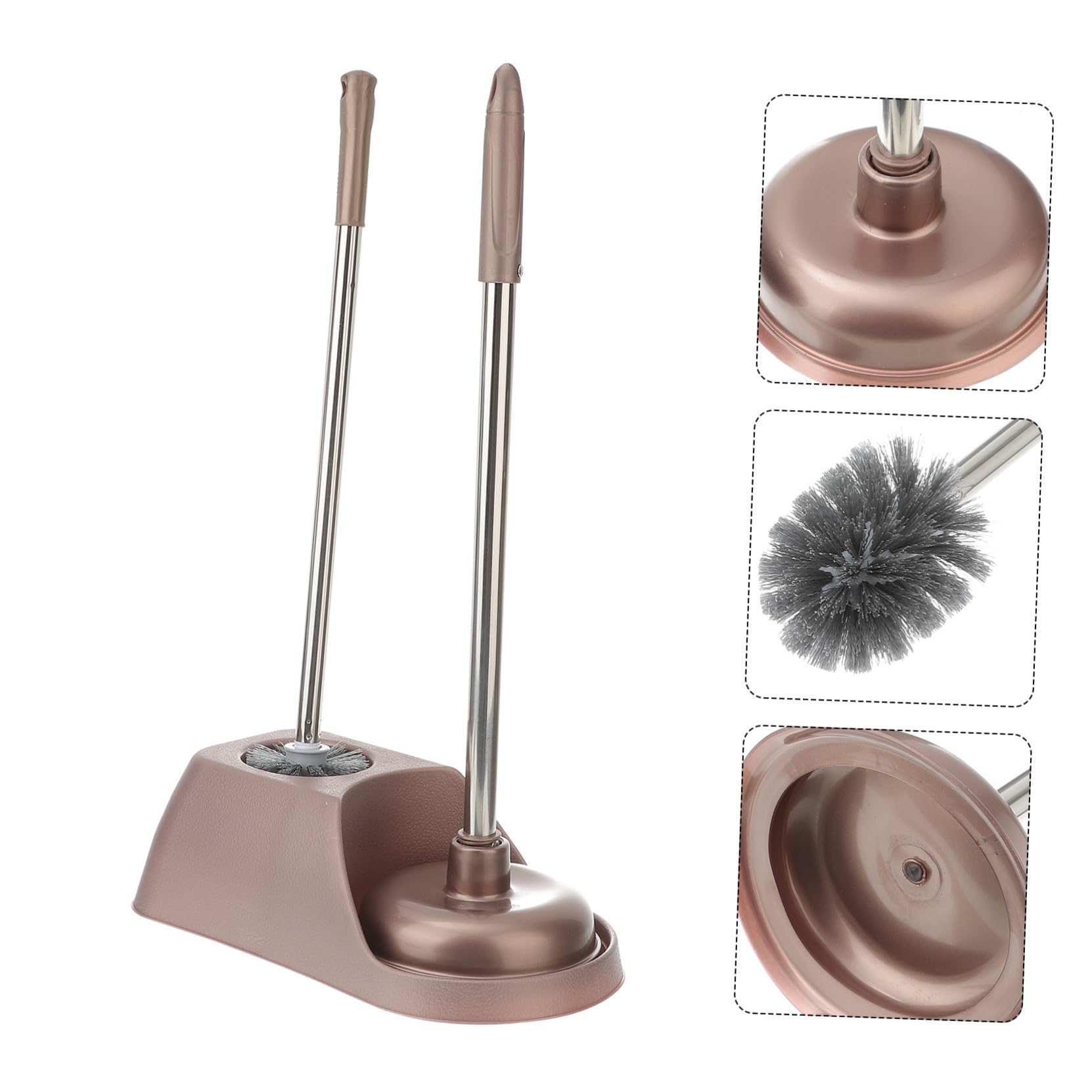 Toyvian Toilettenbürste und Saugglocke mit Halter Ergonomisch Kratzschonend Langlebig Kraftvoller Wc reiniger für Badezimmer Hotel Büro und Öffentliche Räume Braun