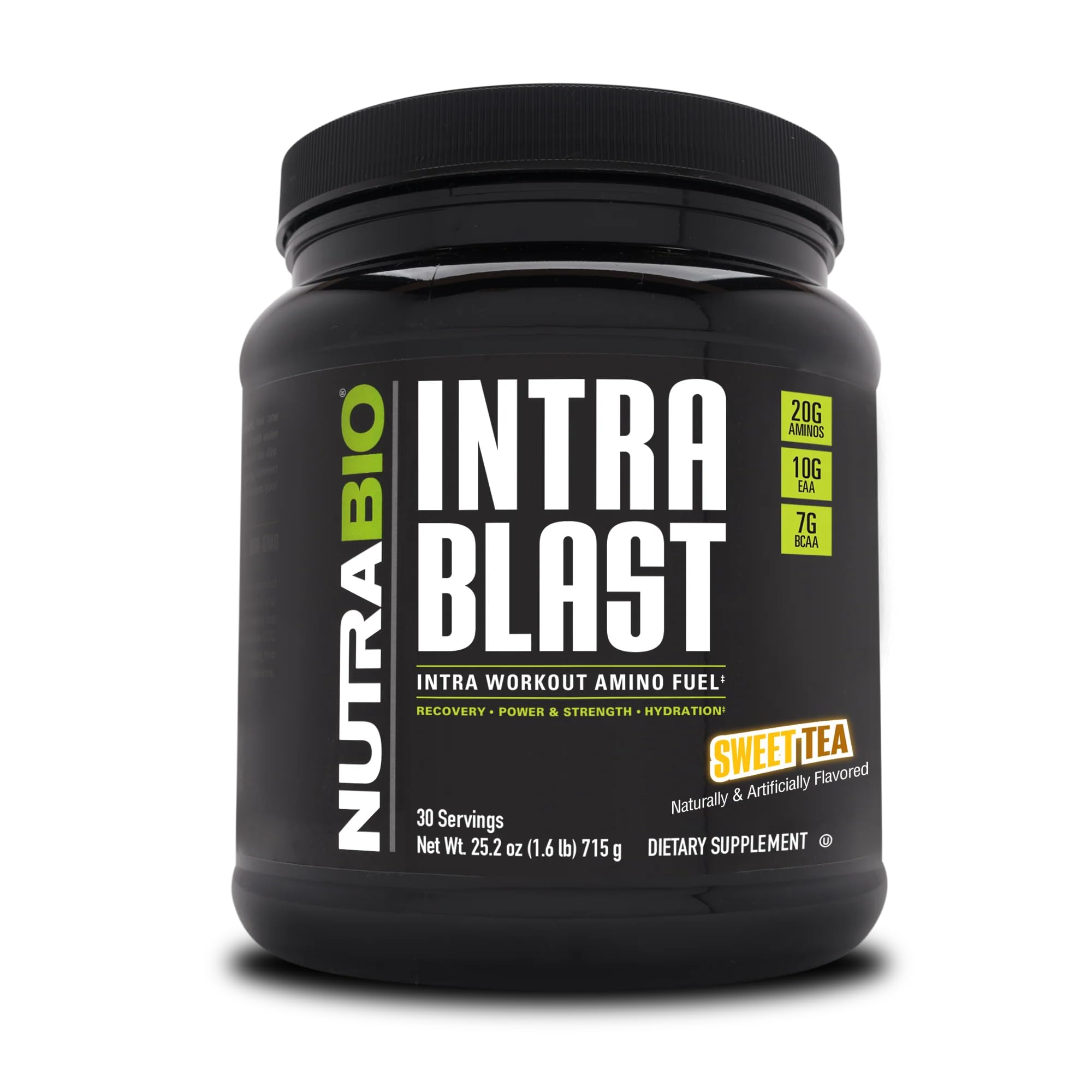 NutraBio Intra Blast Bcaa Powder Amino Acid Supplement, Electrolyte & Hydration Blend, Intra, Pre Workout & Muscle Recovery, 20g Eaa Amino Acids Powder, 5g Glutamine- Sweet Tea, 30 Serving