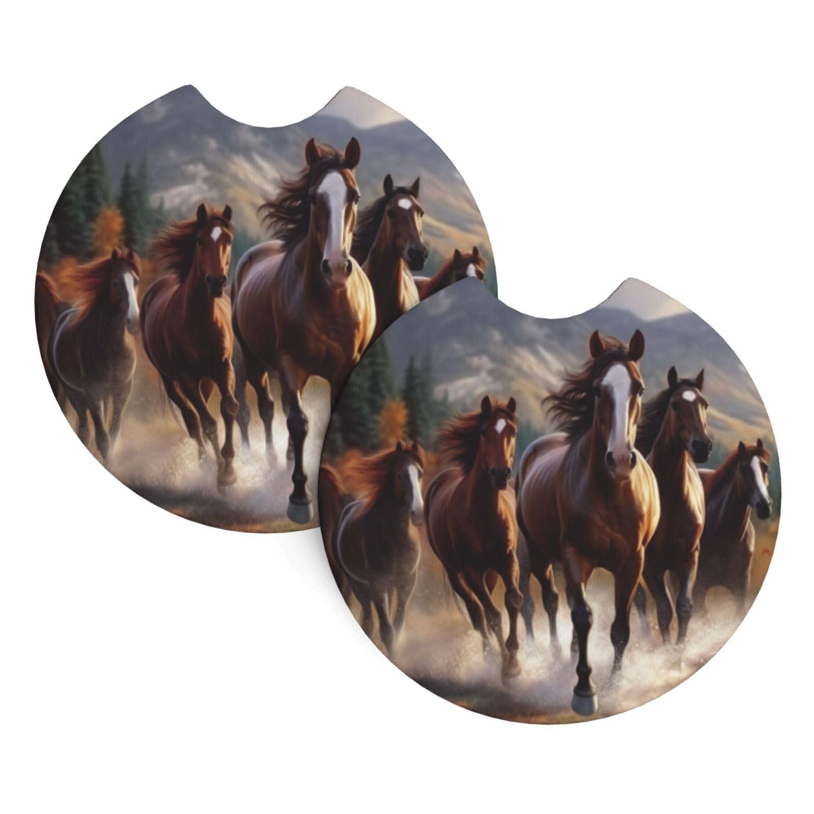 2 Pack Car Cup Holder Coasters 2.7 Inch Universal Anti-Slip Shockproof Car Cup Holder Insert Horses Car Coasters Drink Coasters Cup Holder Coasters for Car Accessories