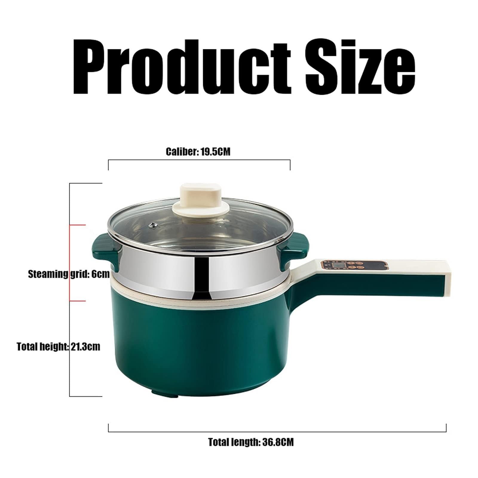 Electric Hot Pot, 2L Portable Nonstick Frying Pan, Multi-Function Computer Board Electric Hot Pot, Electric Saucepan (Blue With steamer)(Blue,With steamer)