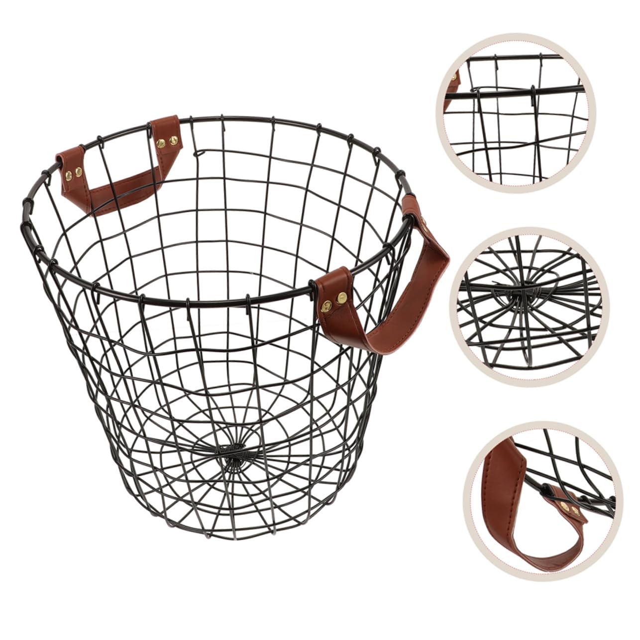 Gran Capacidad 2 Cestas de Hierro para Leña con Asa Plegable y Diseño Resistente Negro Organizador para Chimenea y Camping