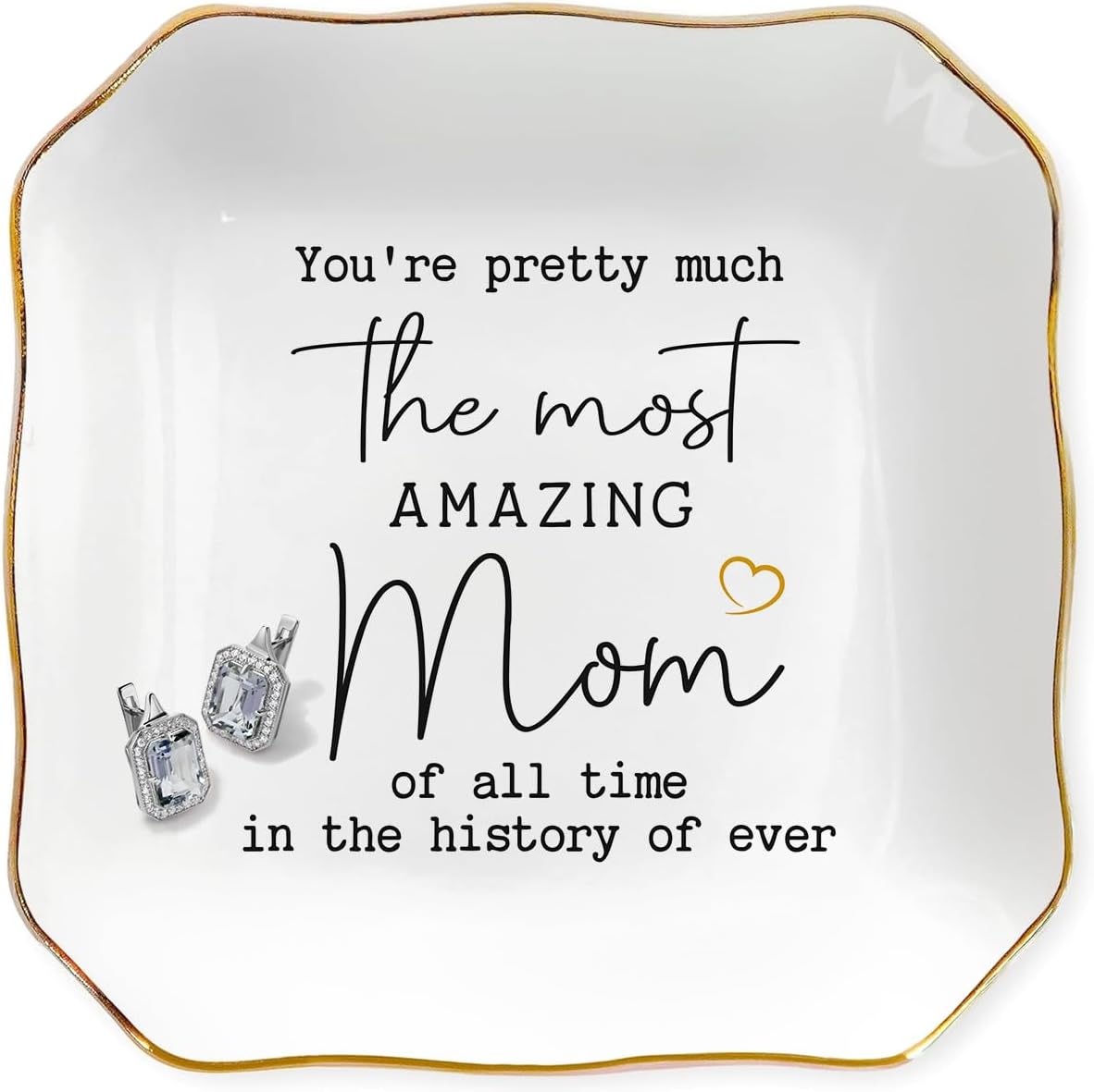 Jewelry Tray Birthday Gifts for Mom, Funny Valentine’s Day Gifts for Mom, Ceramic Ring Dish Mom Gifts, Mini Mother’s Day Gifts, Christmas Gift For Mom