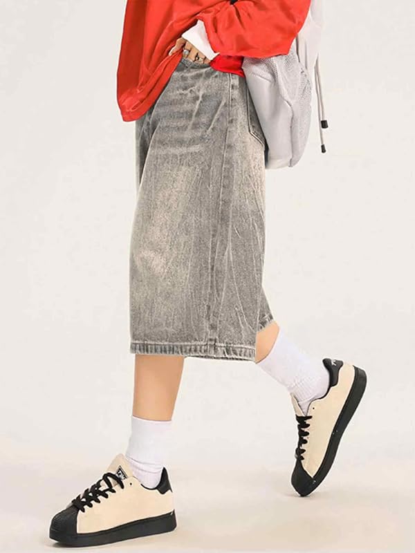 EMMIOL Machine Wash Y2K Jorts Women Wide Leg Baggy Long Jean Shorts Loose Fit Grunge Bermuda Denim Shorts by EMMIOL - Used condition - Image 4