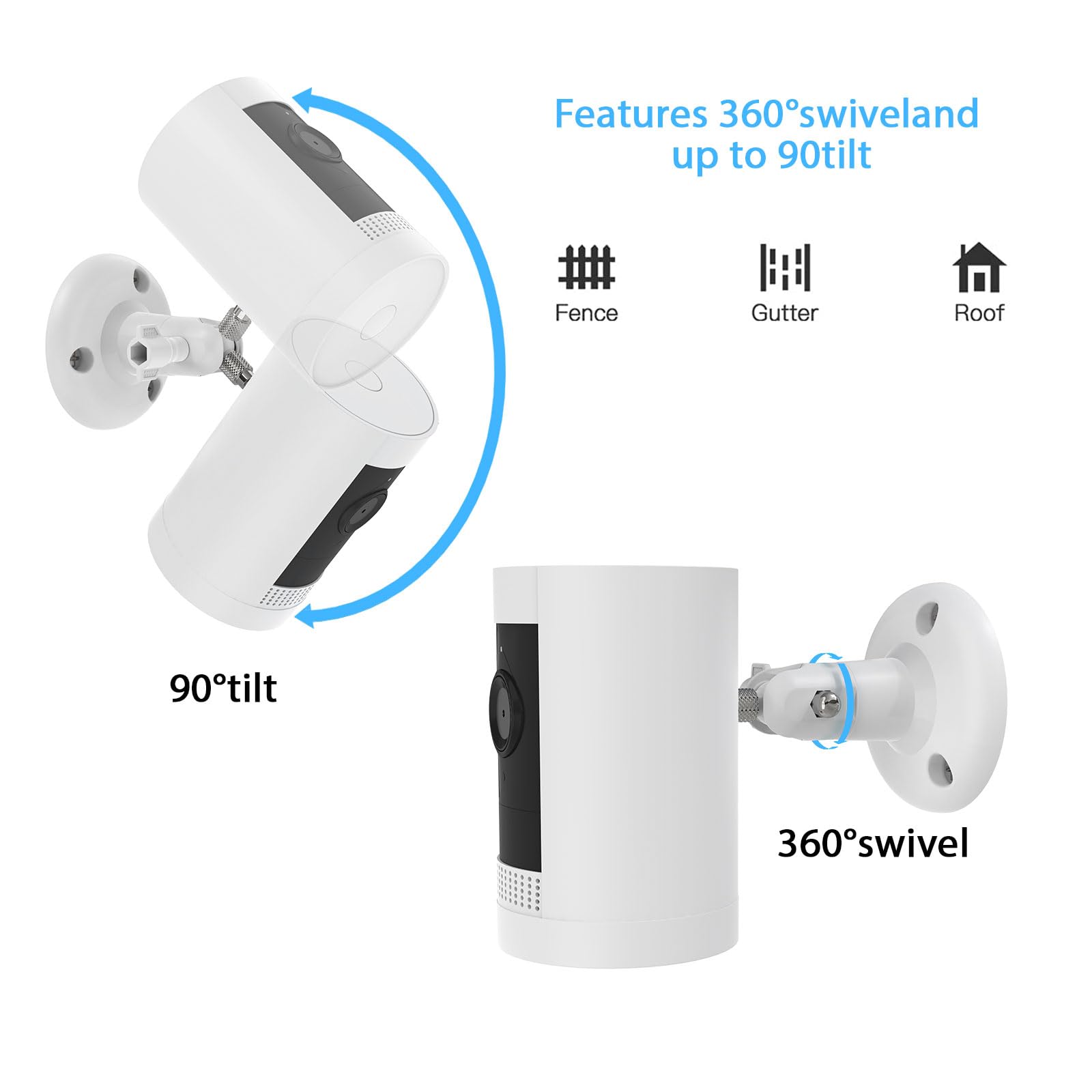Lot De 2 Supports Caméra HOLACA - Compatible Stick Up, Indoor, Wyze, Eufy, Arlo - Montage Mur Et Plafond