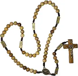 Terço Contemplação Dos Mistérios Do Rosário Madeira Contas 10mm