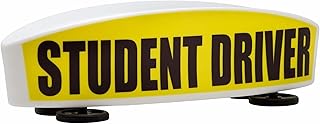 HTH Inc Student Driver Sign for Car Top - Weather-Resistant, Durable and Highly Visible Magnetic Student Driver Roof Signs for Driving School, With Strong Magnets for Attaching to the Vehicle
