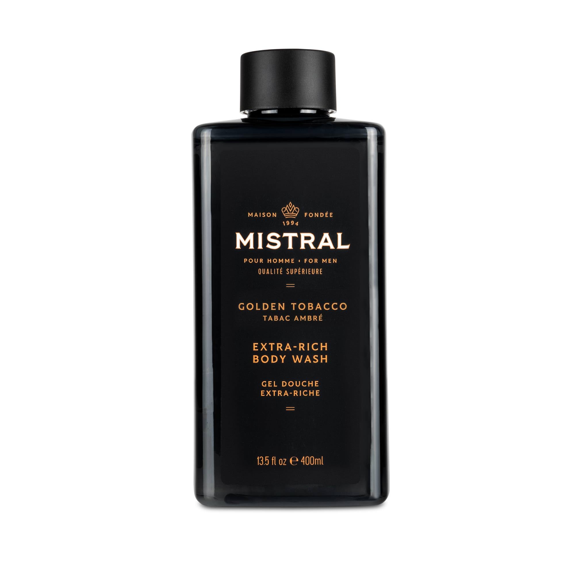 Mistral Golden Tobacco Men's Body Wash & Shampoo for Men, 13.5 oz | 2-in-1 Natural Shower Gel, SLS, Paraben & Phthalate Free, Natural Men's Body Wash,