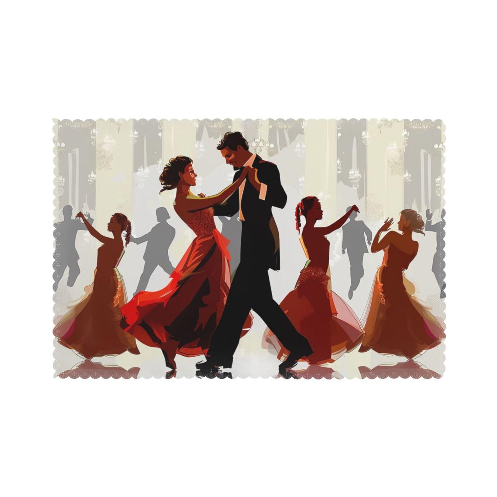 Ballroom Dance Printed Placemat Heat Resistant Place Mats Set of 6 PCS Washable Kitchen Table Mats, 12x18 Inch
