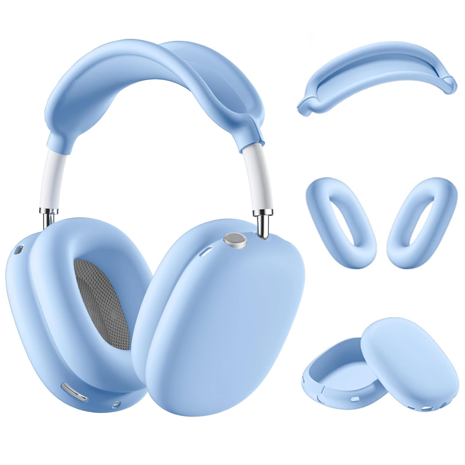 Silicone Case Cover for AirPods Max Headphones，Anti-Scratch Ear Cups Cover/Ear Pad Case Cover/Headband Cover 3 in 1 Accessories Silicone Protector for