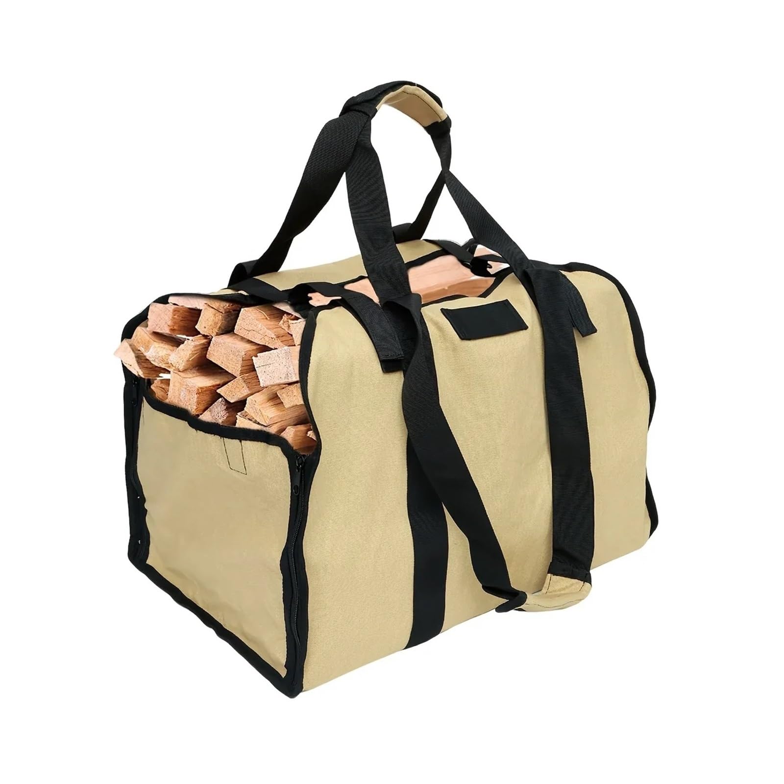 Large Firewood Carrier, Heavy Duty Waxed Canvas Log Carrie Holder Outdoor Portable Durable Storage Bag Easy To Carry For Wood