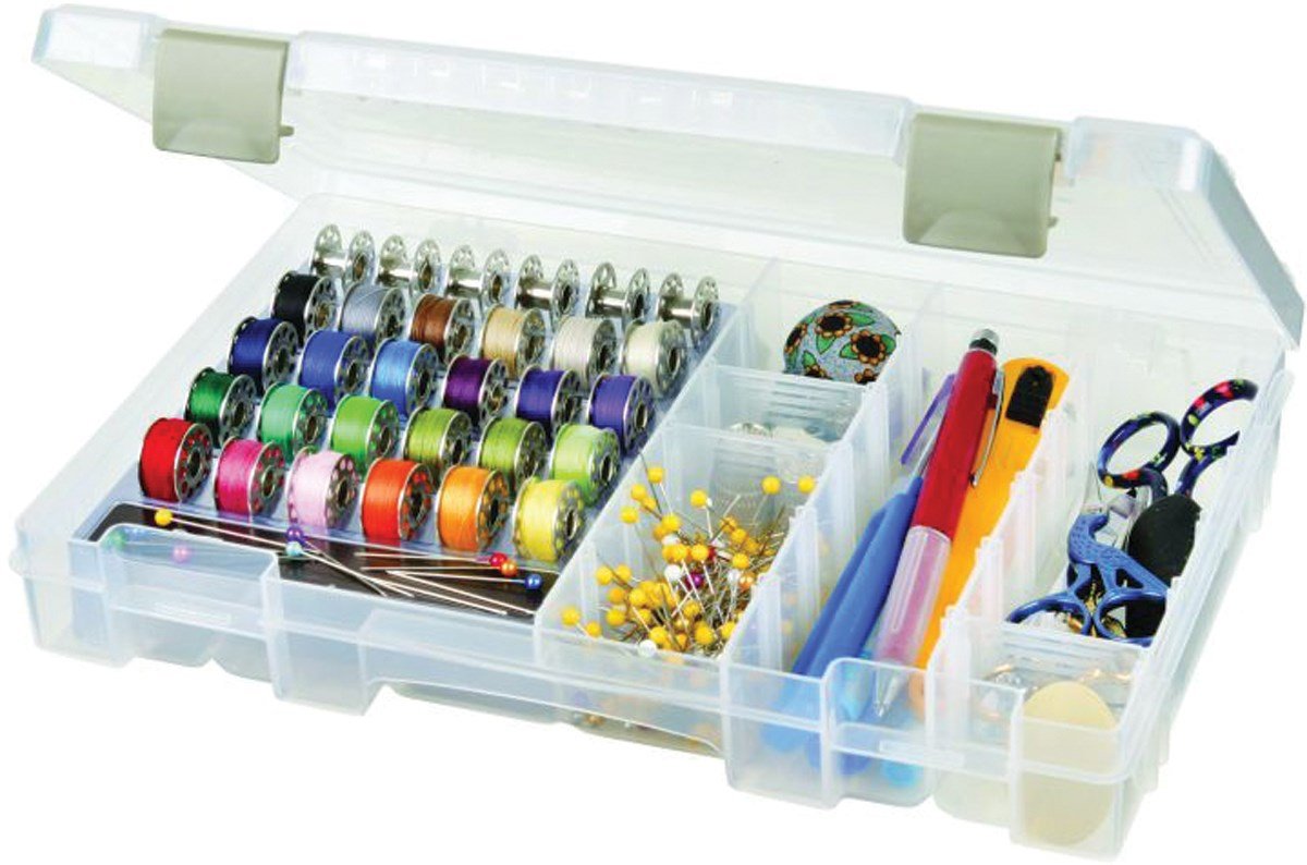 ArtBin Sew-Lutions Bobbin and Supply Box, Sewing Organizer, Clear