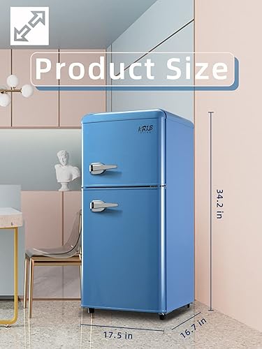 Miniatura 5 de KRIB BLING Refrigeradores compactos con congelador en la parte superior, mini refrigerador con termostato ajustable de 7 niveles, refrigerador
