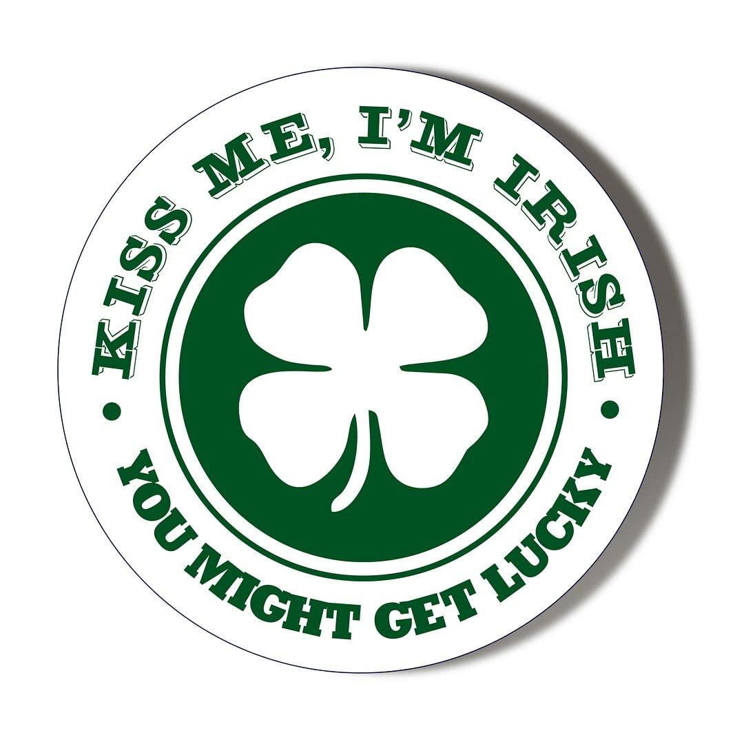 Gift Insanity White Kiss Me I'm Irish Shamrock 45Mm Fridge Magnet