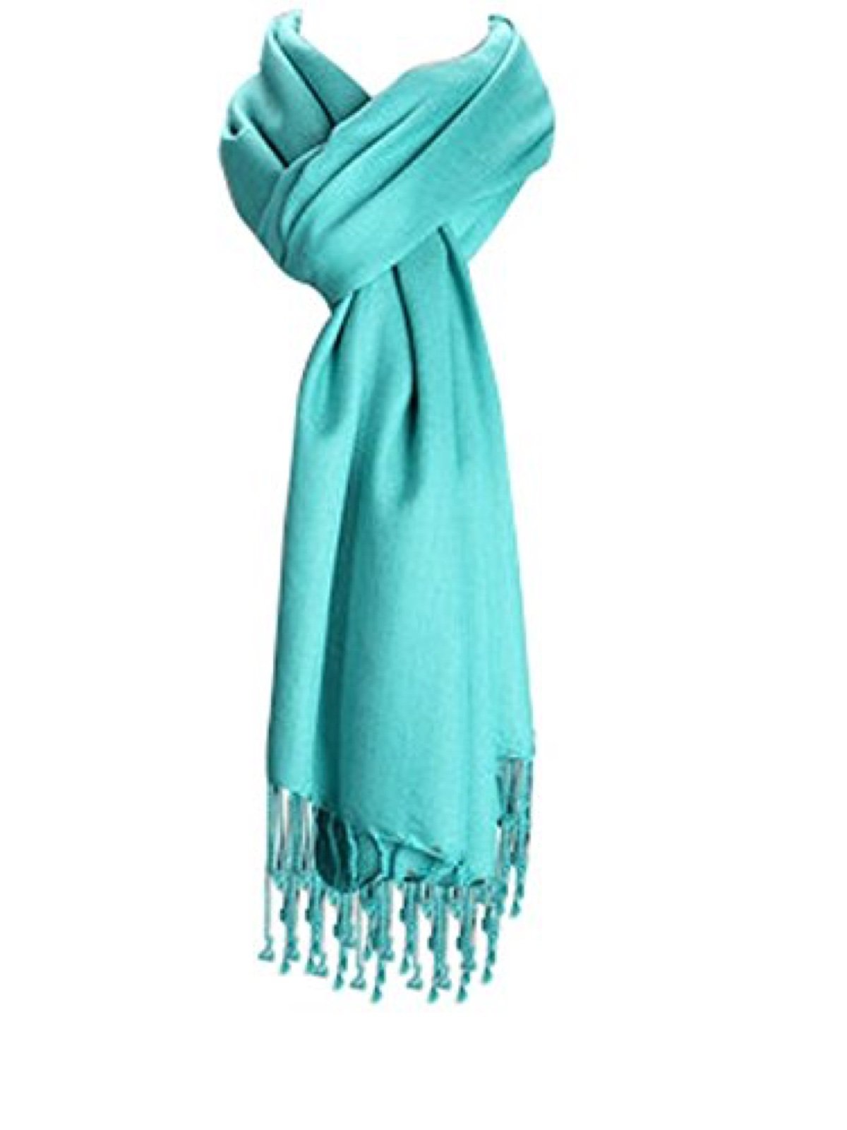 World Of Shawls Women's Light Turquoise Plain Pashmina Scarf Hijab Shawl Stole Wrap (Light Turquoise)