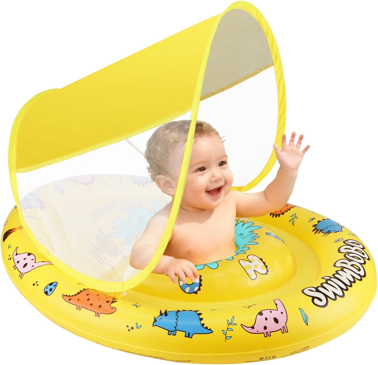Swimbobo Baby Pool Float Ring with Adjustable Sun Canopy and Safety Seat Pool Toy for Age of 6-36 Months