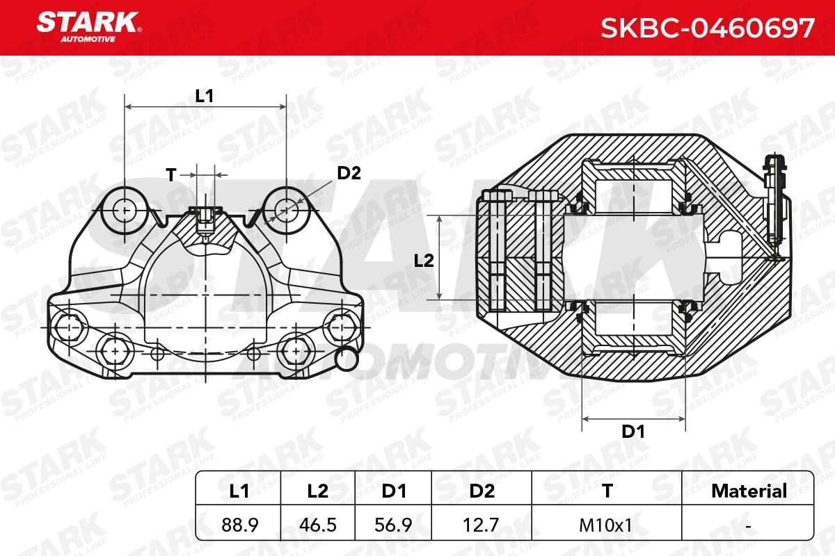 STARK SKBC-0460697 Zacisk hamulca przód lewo z ramą mocującą pasuje do MERCEDES-BENZ sedan (W123)