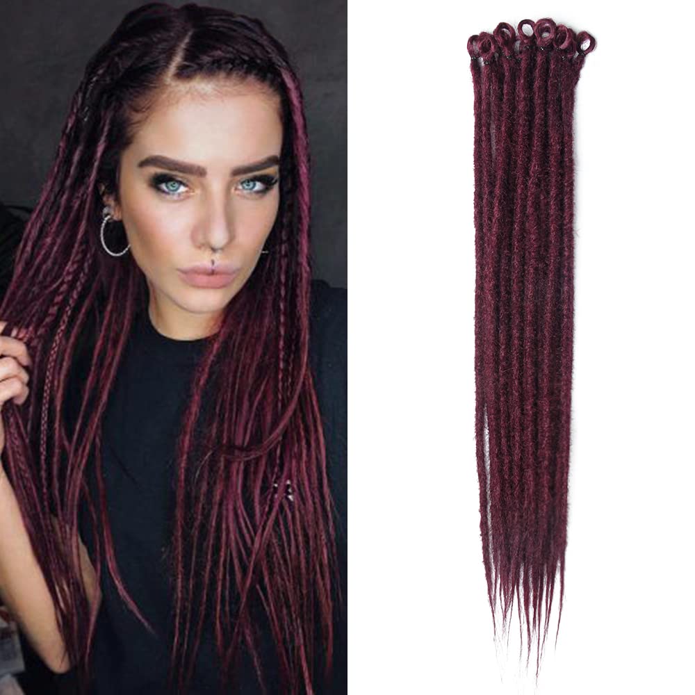 Dsoar Dünne 0,6cm Lange Synthetische Dreadlock Verlängerungen Handgefertigtes 20 Zoll 20 Strang Häkelhaar Lange Gehäkelte Zöpfe Hip-Hop Style Soft Dreads Haarverlängerungen BUG#