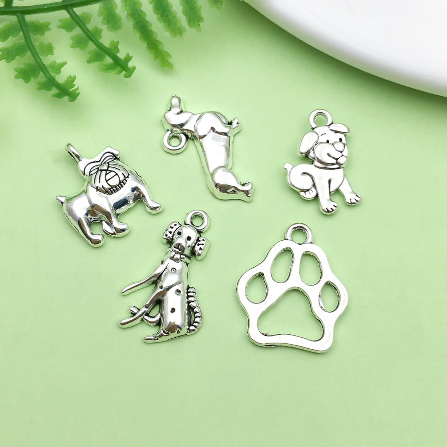 Sailanzi 80pcs Ancient Silvery Dog Set Pendant Jewelry Making DIY Keychain Earrings Pendant Various Design Charms for Jewelry Making Bracelets Necklace (SN857) - Image 5