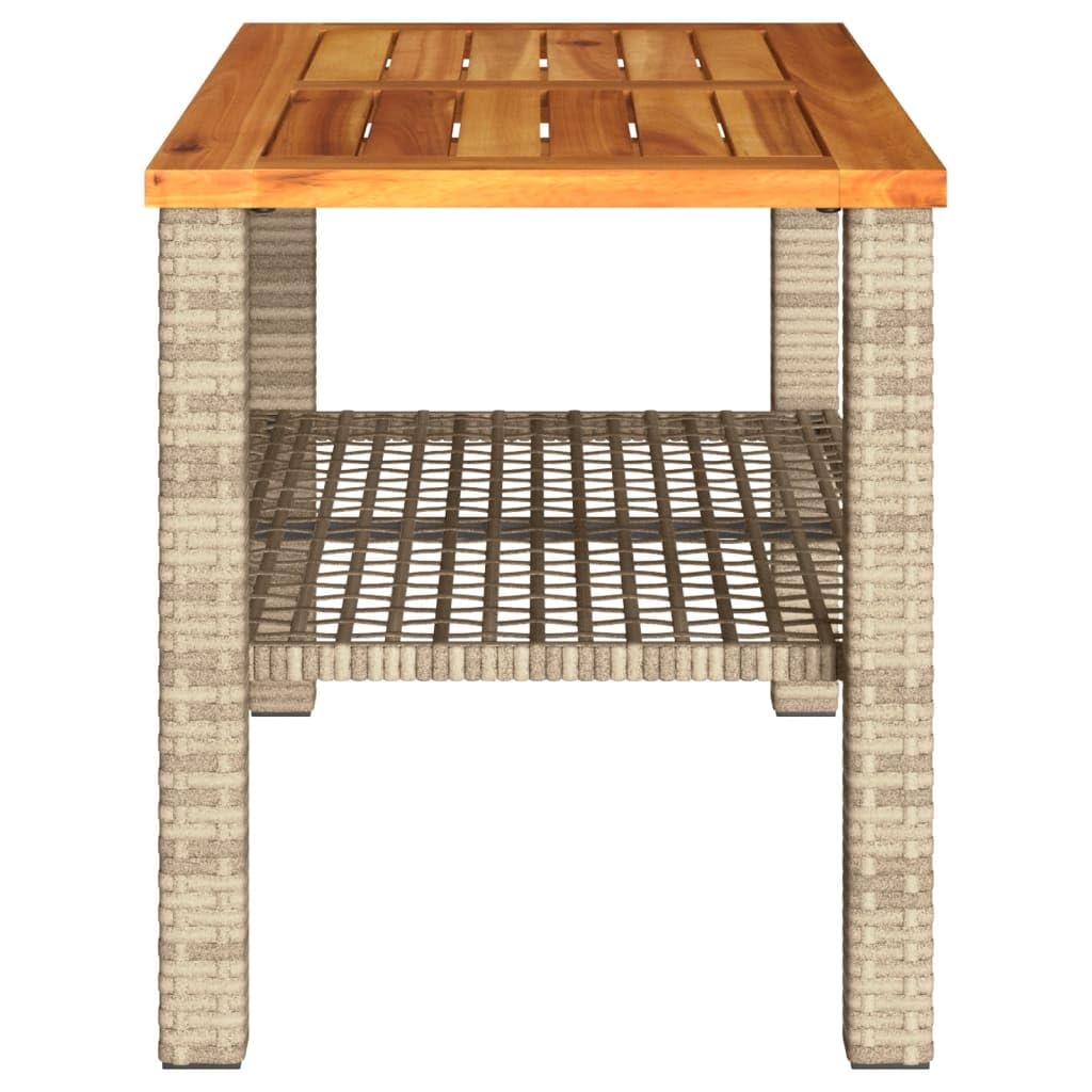 vidaXL Table de Jardin Beige 70x38x42 cm résine tressée et Bois Acacia