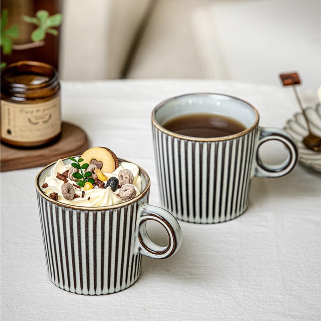 ENGENDER Tazas Cafe Taza De Café con Leche De Cerámica Americana con Asa Retro Mug Cups