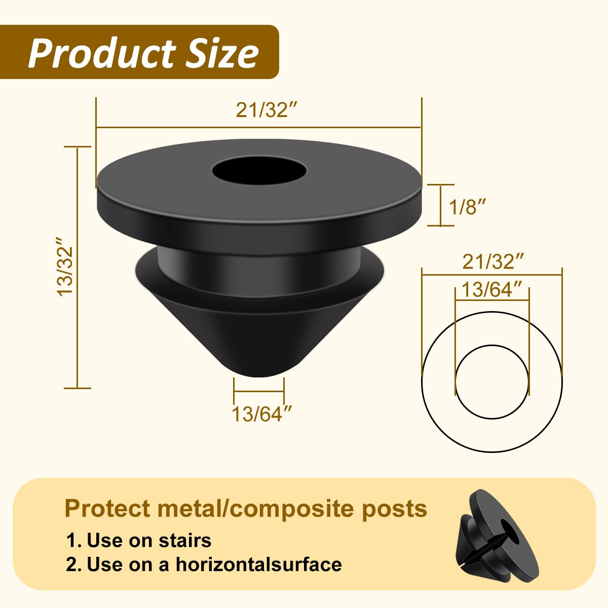 300Pack Cable Railing Rubber Grommets for 1/8" 5/32" 3/16" Cables，Black 1/8" Cable Railing Kit Protector Sleeve Grommet for Indoor Outdoor Metal Posts